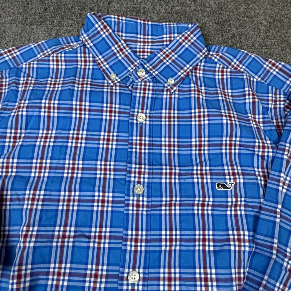 Vineyard Vines Mens Small Classic Fit Tucker Shirt Blue Plaid Button Down Cotton